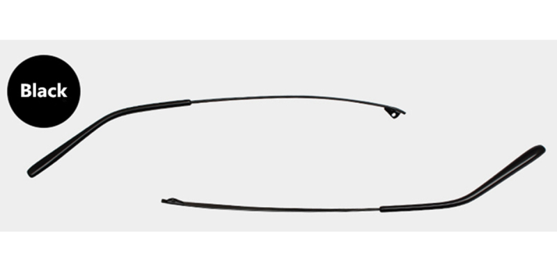 Eyeglass replacement temple arms concave tooth black