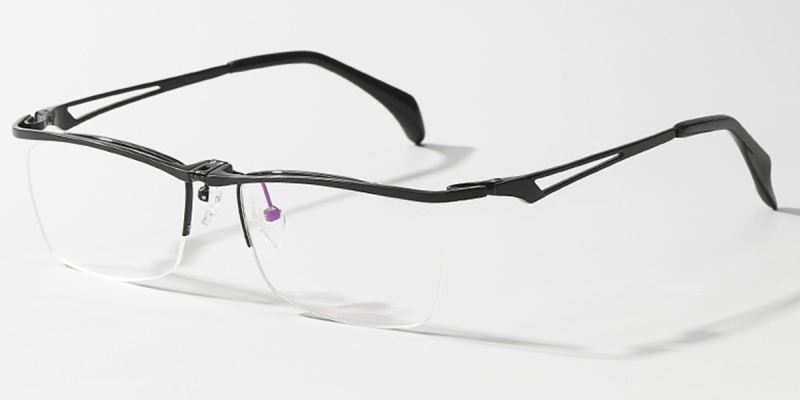 Half Rimless Pure Titanium Wide Frame Glasses| for Plus Size Faces-Black
