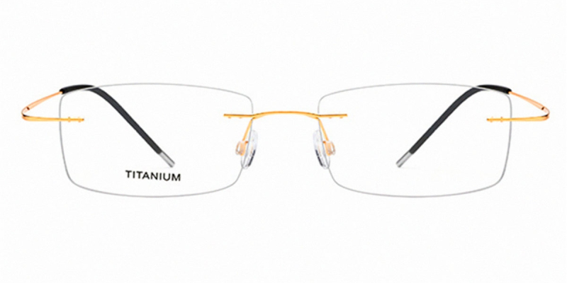 golden rimless eyeglasses