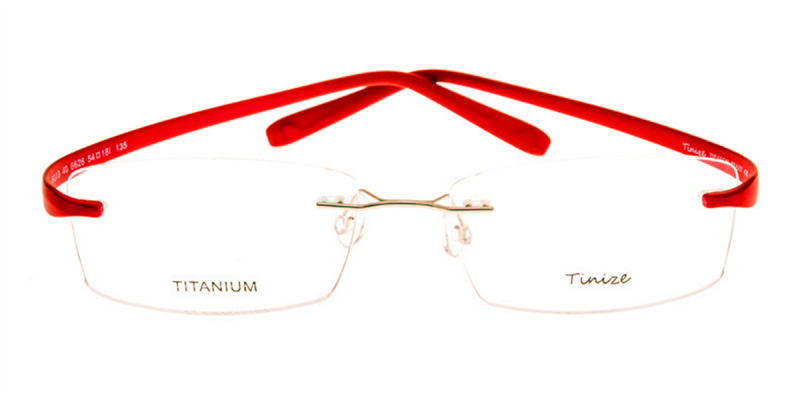Titanium Frames made Rimless Glasses Red Color Frames