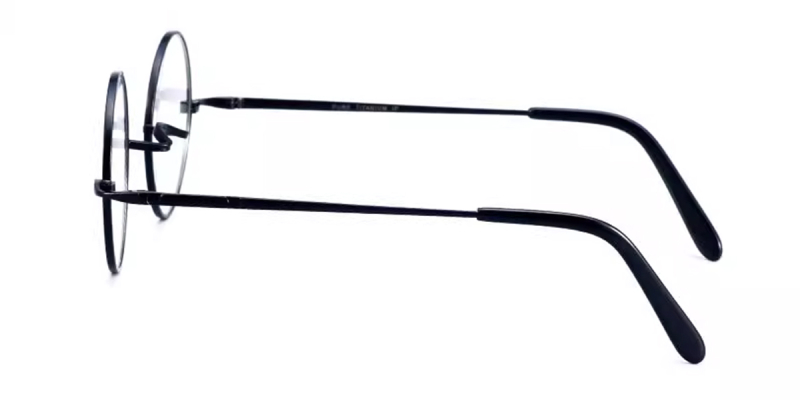 Small Round Titanium Saddle Bridge Eyeglasses | For High Prescription-Black