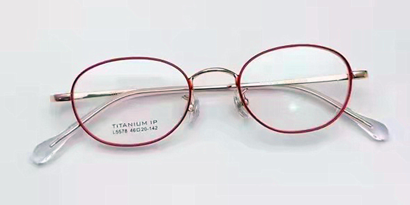 High Prescription Titanium Womens Eyeglasses Frames | Small Oval-Red