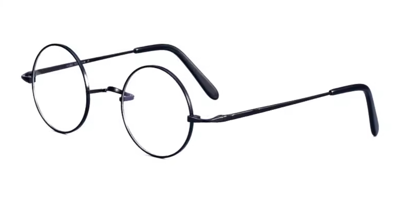 Small Round Titanium Saddle Bridge Eyeglasses | For High Prescription-Black
