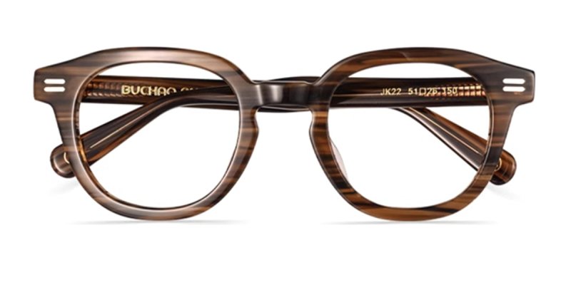 Horn Rimmed Wide Frame Glasses, Oversize Sized Glasses | Special for Big Face 2023-Brown Striped