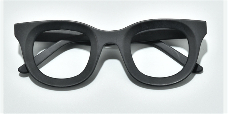 Horn Rimmed Wide Frame Glasses, Oversize Sized Glasses | Special for Wide Face 2023-Matte Black  
