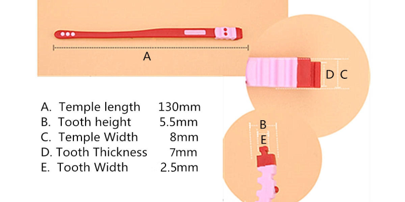 kids replacement temple push in red & pink