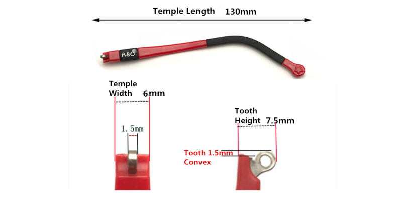 kids replacement temple for glasses blue-measurement