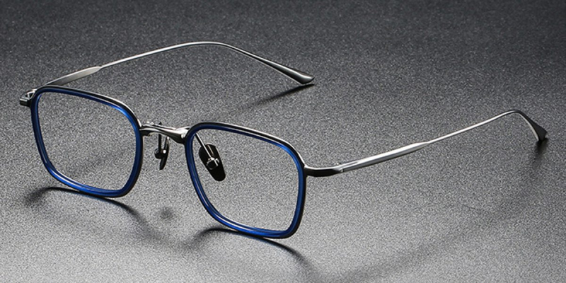  Luxury PureTitanium Eyeglasses, Rectangle, Reform your Image-Blue