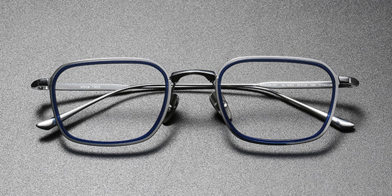  Luxury PureTitanium Eyeglasses, Rectangle, Reform your Image-Blue