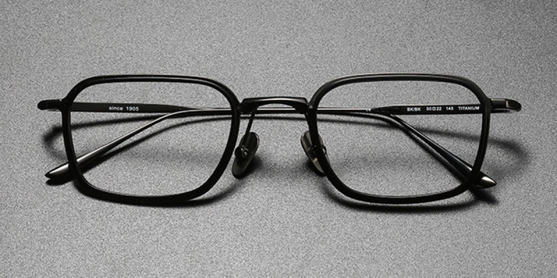  Luxury PureTitanium Eyeglasses, Rectangle, Reform your Image-Black