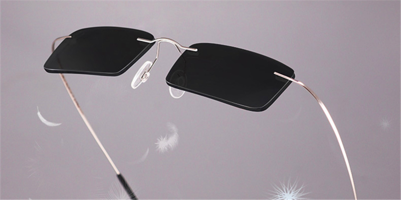 Rectangular rimless sunglasses for mens