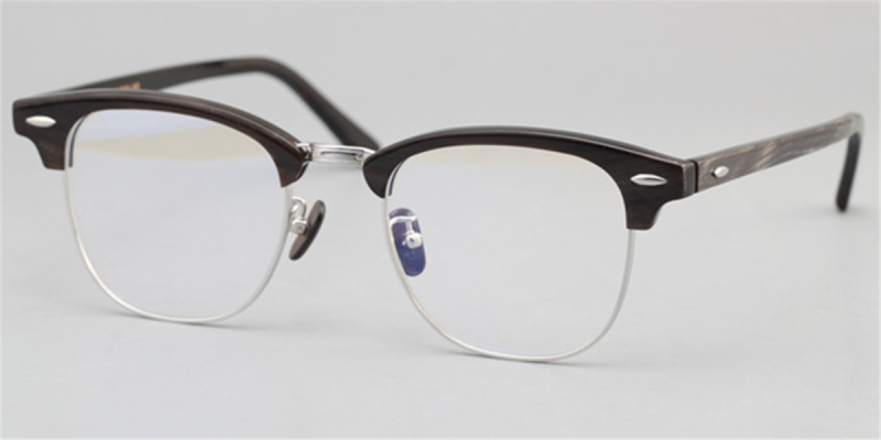  Buffalo Horn Glasses-Browline Titanium Glasses-Clubmaster