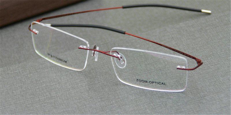 Narrow Rectangle Titanium Rimless Glasses 9 Colors