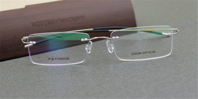 Narrow Rectangle Titanium Rimless Glasses 9 Colors