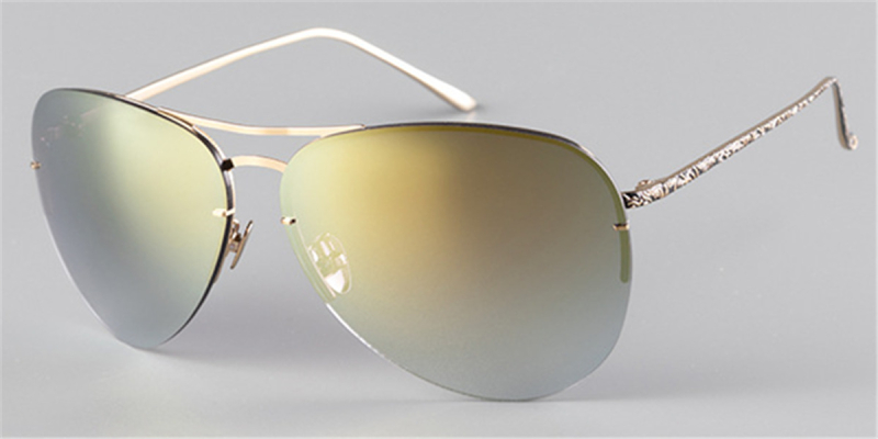 No Line Bifocal Sunglasses Polarized Lenses, Half Rimless Aviator-Gold