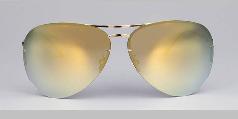 No Line Bifocal Sunglasses Polarized Lenses, Half Rimless Aviator-Gold