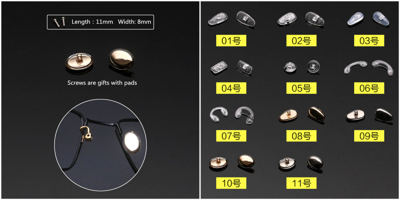 2 Pair of oval golden nose pads for glasses 