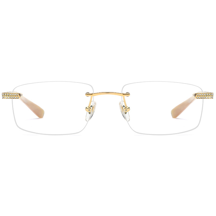 Rectangular Rimless Buffalo Horn Glasses-Genuine Natural Horn Handmade-White
