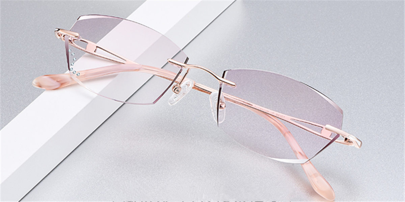 Octagonal Braque Prescription Titanium Rimless Glasses