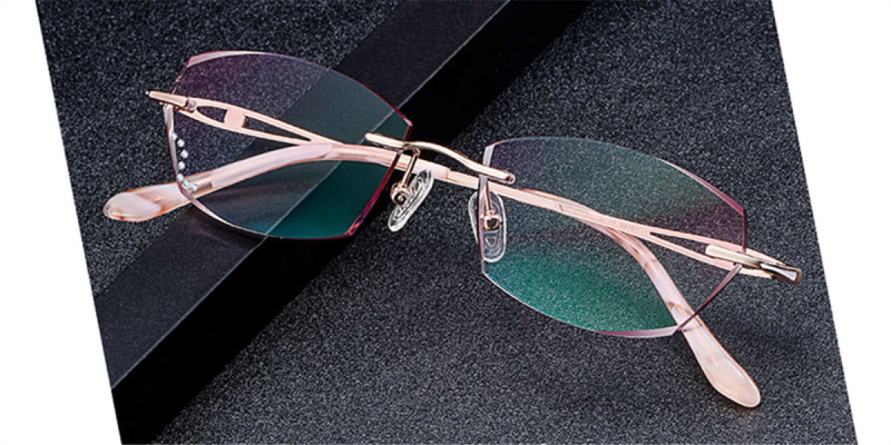 Octagonal Braque Prescription Titanium Rimless Glasses