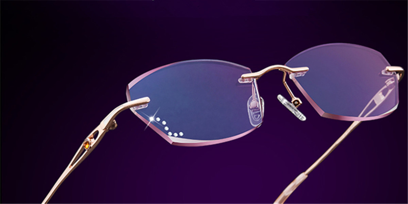 Octagonal Braque Prescription Titanium Rimless Glasses