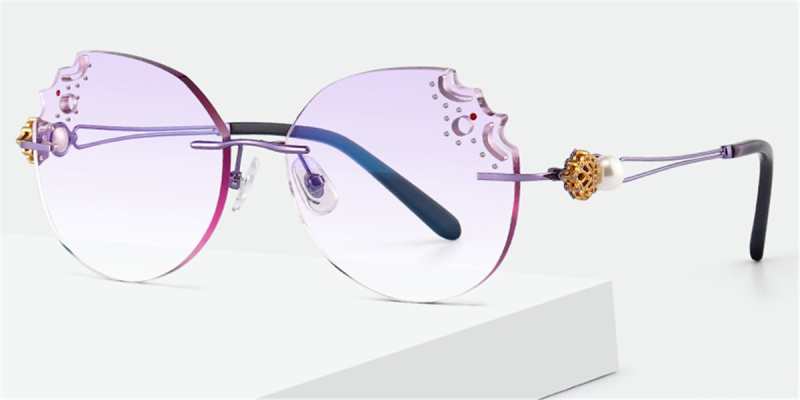 Oversized Rimless Prescription Glasses Colorful Lenses