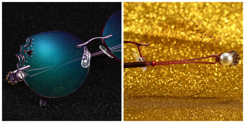 Oversized Rimless Prescription Glasses Colorful Lenses