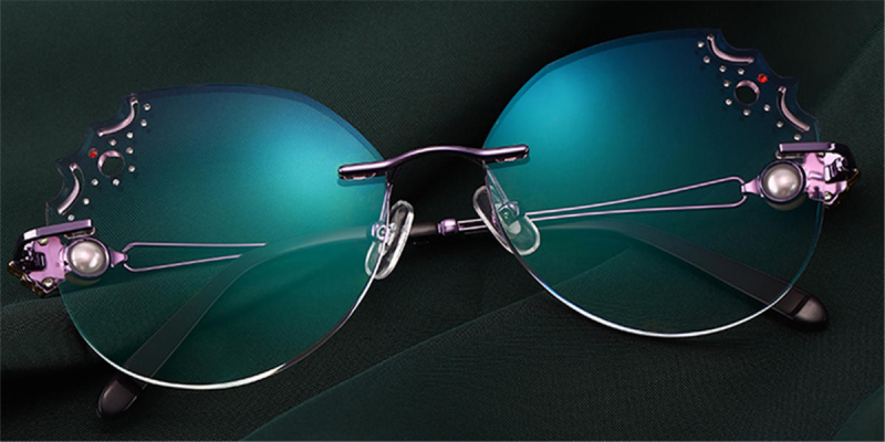 Oversized Rimless Prescription Glasses Colorful Lenses