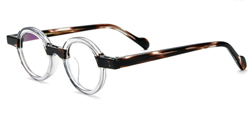 Round Clear Glasses, Wrapped with Metal-Clear