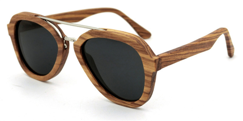 Polarized Aviator Wooden Glasses Frames for a Heart, Square Face