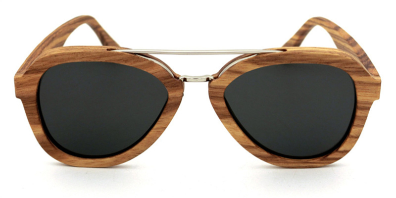 Polarized Aviator Wooden Glasses Frames for a Heart, Square Face