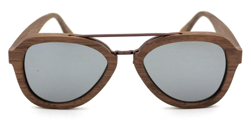 Polarized Aviator Wooden Glasses Frames for a Heart, Square Face