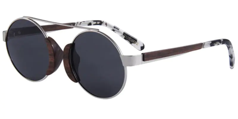 Polarized Round Metal Wooden Glasses Frames