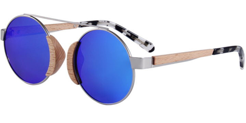 Polarized Round Metal Wooden Glasses Frames