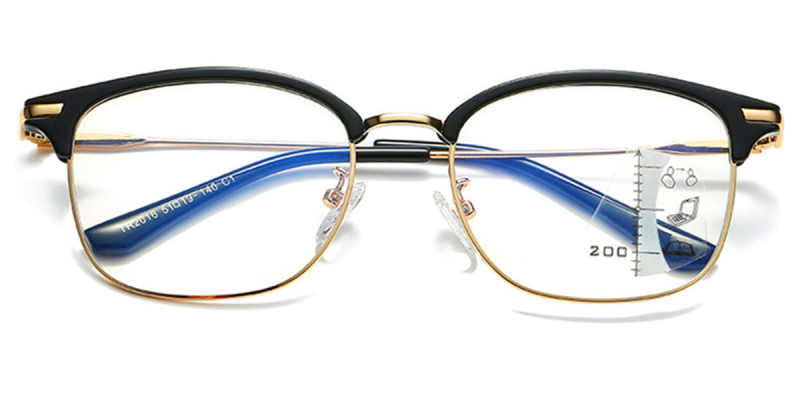 Progressive Reading Glasses No Power On Top, Browline Glasses, Light Adjusting