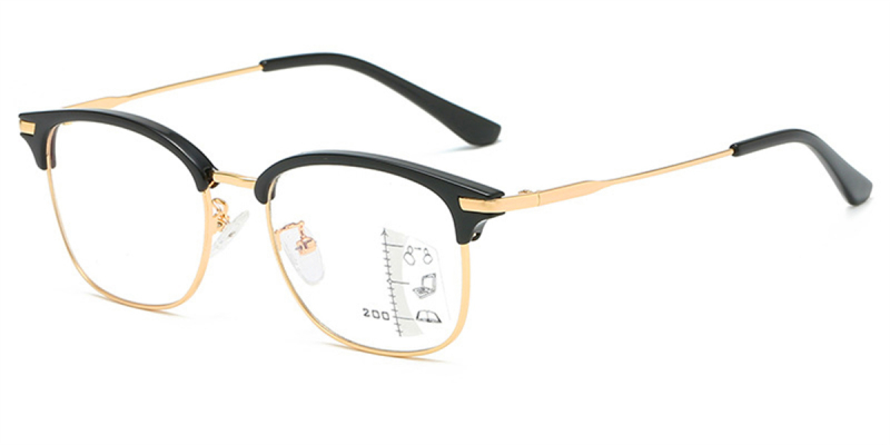 Progressive Reading Glasses No Power On Top, Browline Glasses, Light Adjusting