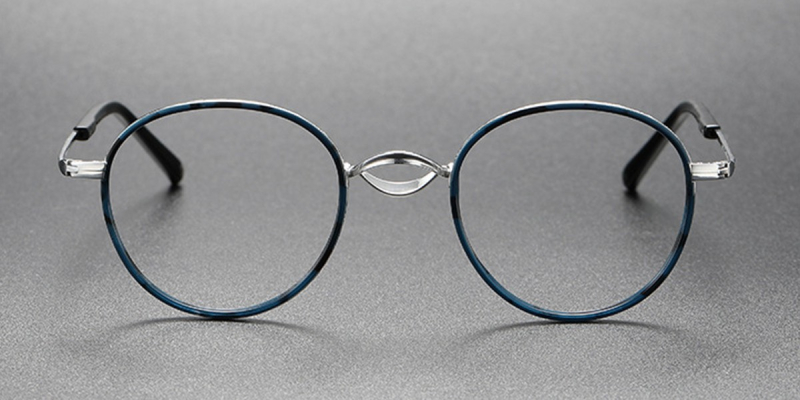 Colorful Saddle Bridge Titanium Frames for High Prescriptions-Blue