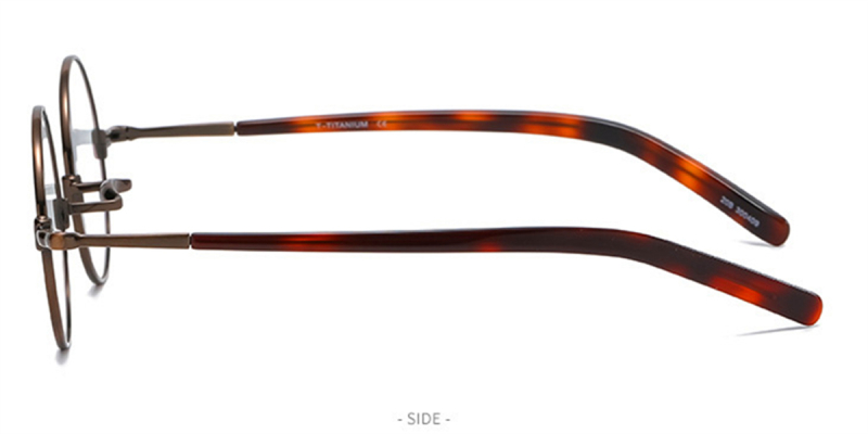 Pure Titanium Saddle Bridge Eyeglasses Round Glasses | For Big Nose-Brozen