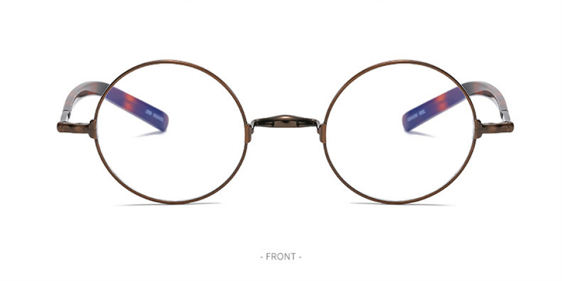 Pure Titanium Saddle Bridge Eyeglasses Round Glasses  For Big Nose