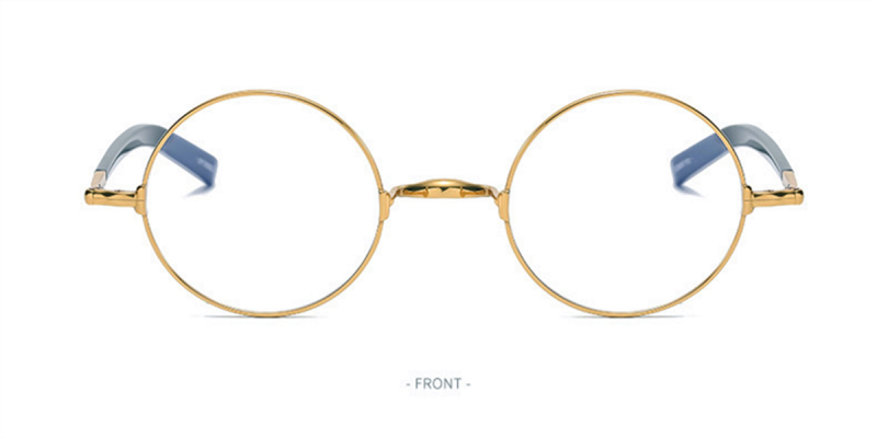Pure Titanium Saddle Bridge Eyeglasses Round Glasses | For Big Nose-Gold