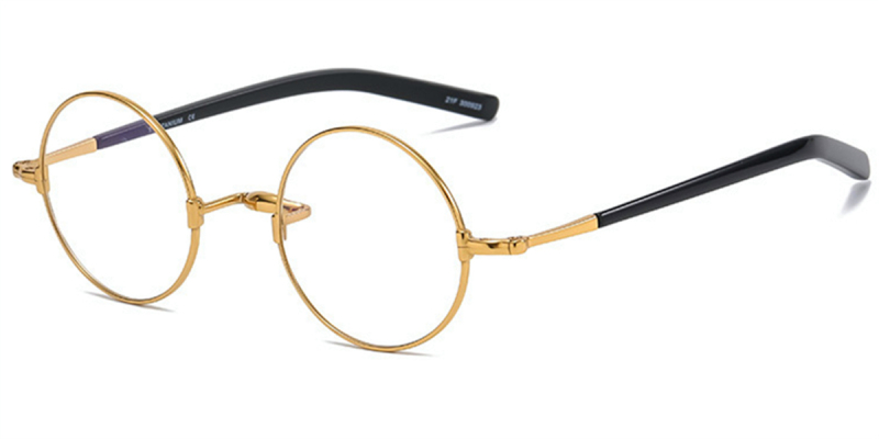 Pure Titanium Saddle Bridge Eyeglasses Round Glasses | For Big Nose-Gold