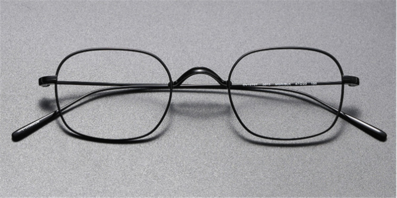 Pure Titanium Saddle Bridge Eyeglasses, Rounded Rectangle, Special Matte Texture-Black
