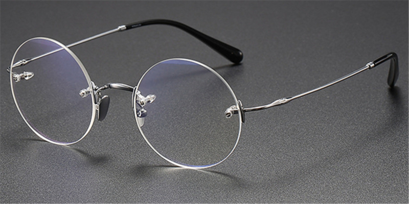 Pure Titanium Iconic Round Glasses of Steve Jobs-Silver
