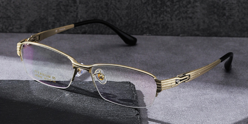 Rectangle Prescription Titanium Semi Rimless Glasses Masculine Frames