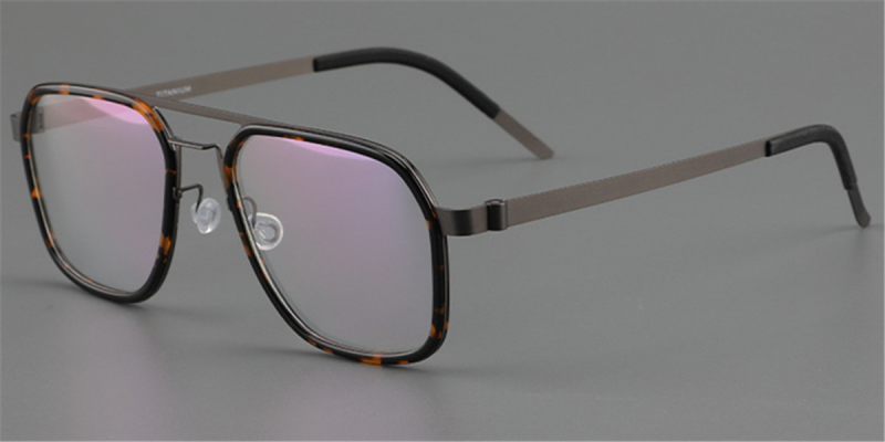 Rectangular  Pure Titanium Aviator Glasses, Clear Glasses | Clear Glasses Trend-Tortoise