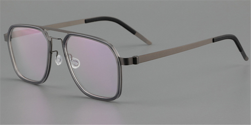 Rectangular  Pure Titanium Aviator Glasses, Clear Glasses | Clear Glasses Trend-Gray