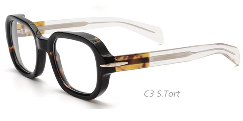 Rectangular Thick Rimmed Clear Glasses | Clear Glasses Trend Continues 2023-Tortoise-Clear