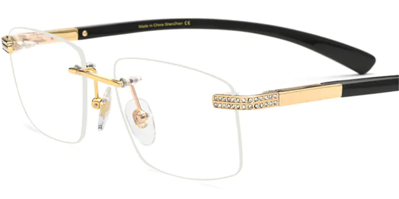 Rectangular Rimless Buffalo Horn Glasses
