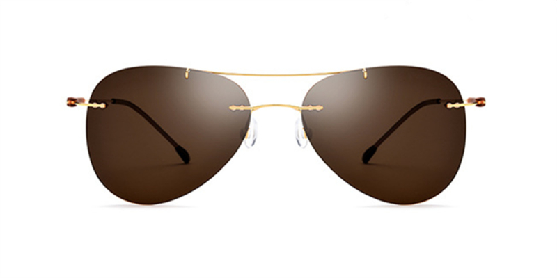 Alloy Titanium Rimless Aviator frames, Gold, Black and Gun