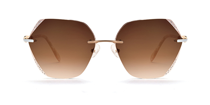 Prescription Titanium Rimless Rhinestone Sunglasses 